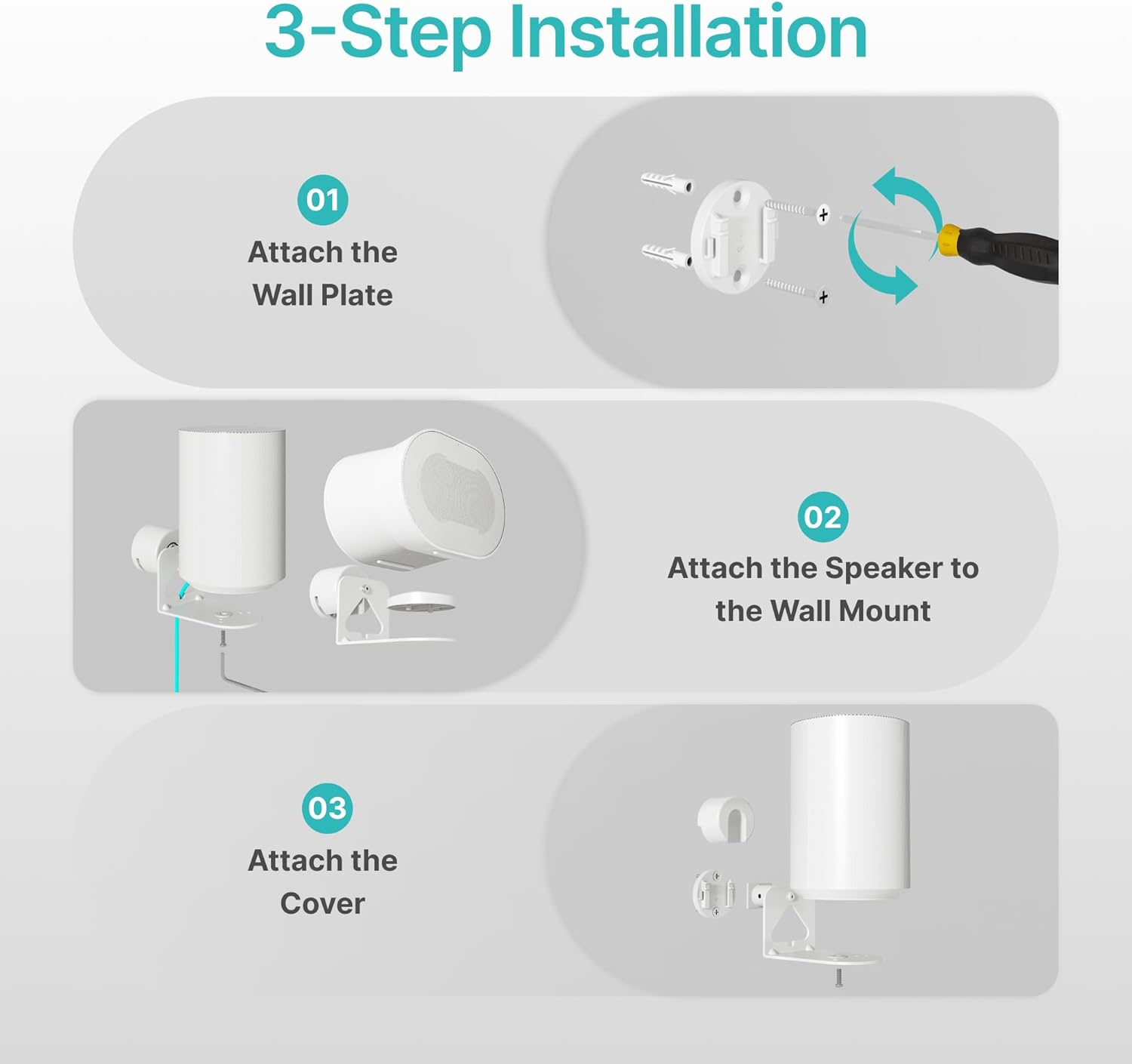 Thumbnail 6 de PEGZONE Adjustable Speaker Wall Mount for Sonos Era 100 & Era 300 (White, Pair) — Flexible Angle Wall Bracket