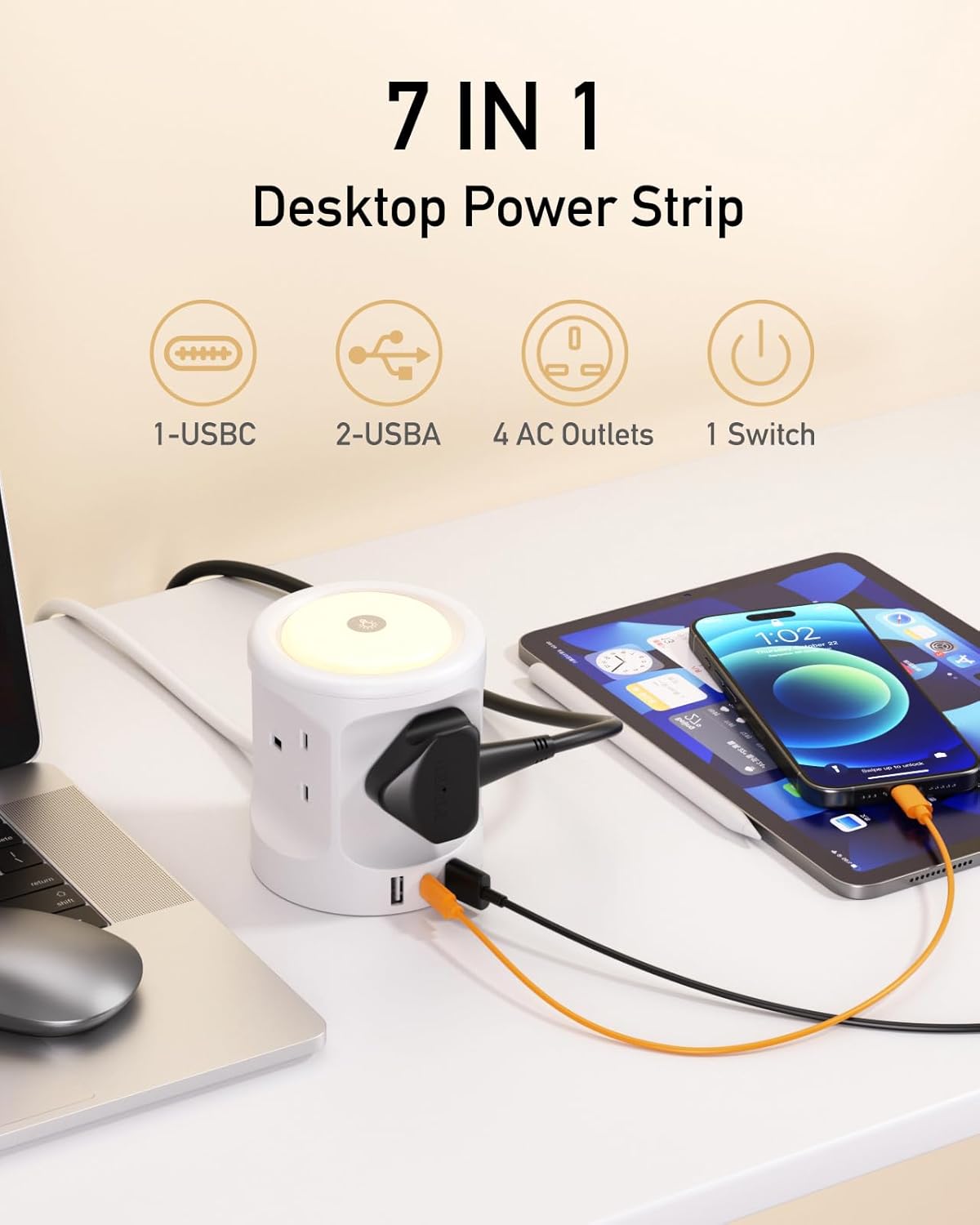 Detalle 2 de Extension Lead with USB Slots and Night Light 4 Way 2M
