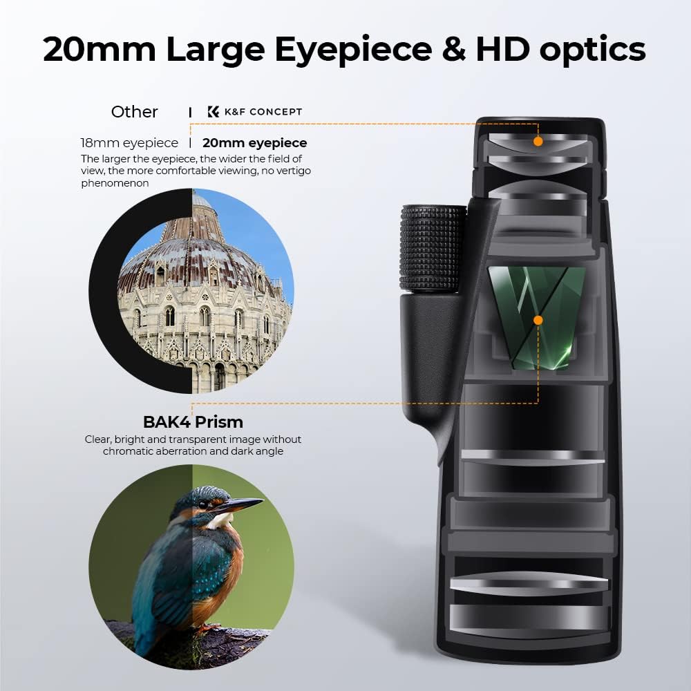 Thumbnail 1 de K&F Concept 12×42 Monokular Teleskop HD – wasserdicht, BAK4 & FMC, Vogelbeobachtung & Outdoor