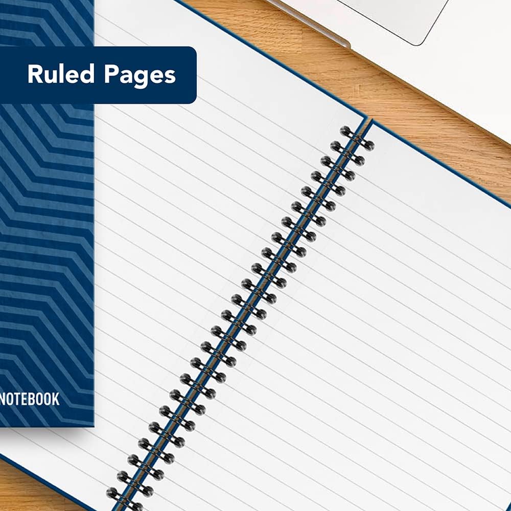 Detalle de Summit A5 Hardback Wirebound Notebook, Ruled (Pack of 5) – Blue, 160 Pages