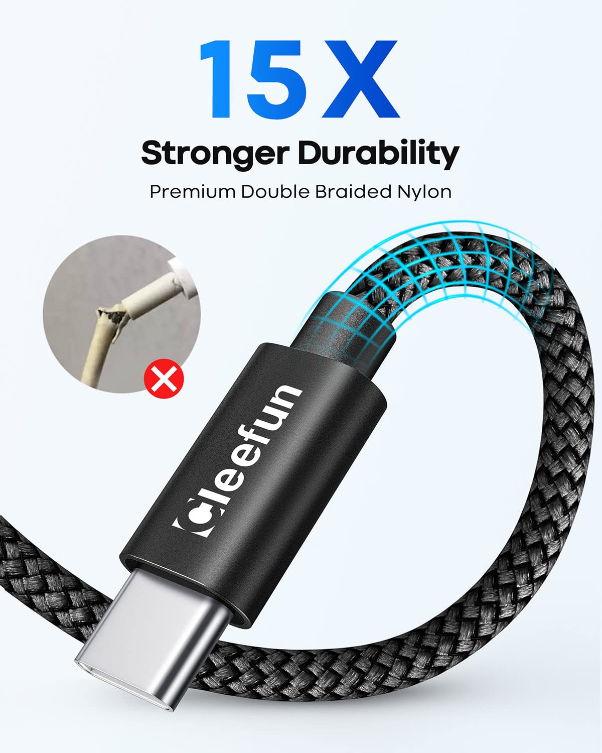 Thumbnail 6 de CLEEFUN USB C Cable 1m 2-Pack: USB-A to USB-C Fast Charge Lead