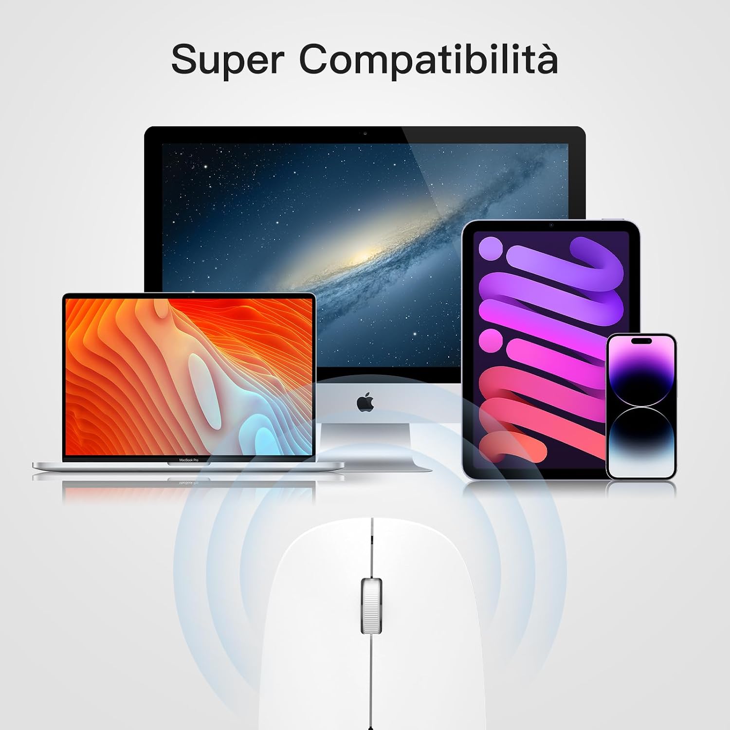 Detalle 2 de OMOTON Mouse Bluetooth per Mac OS Bianco
