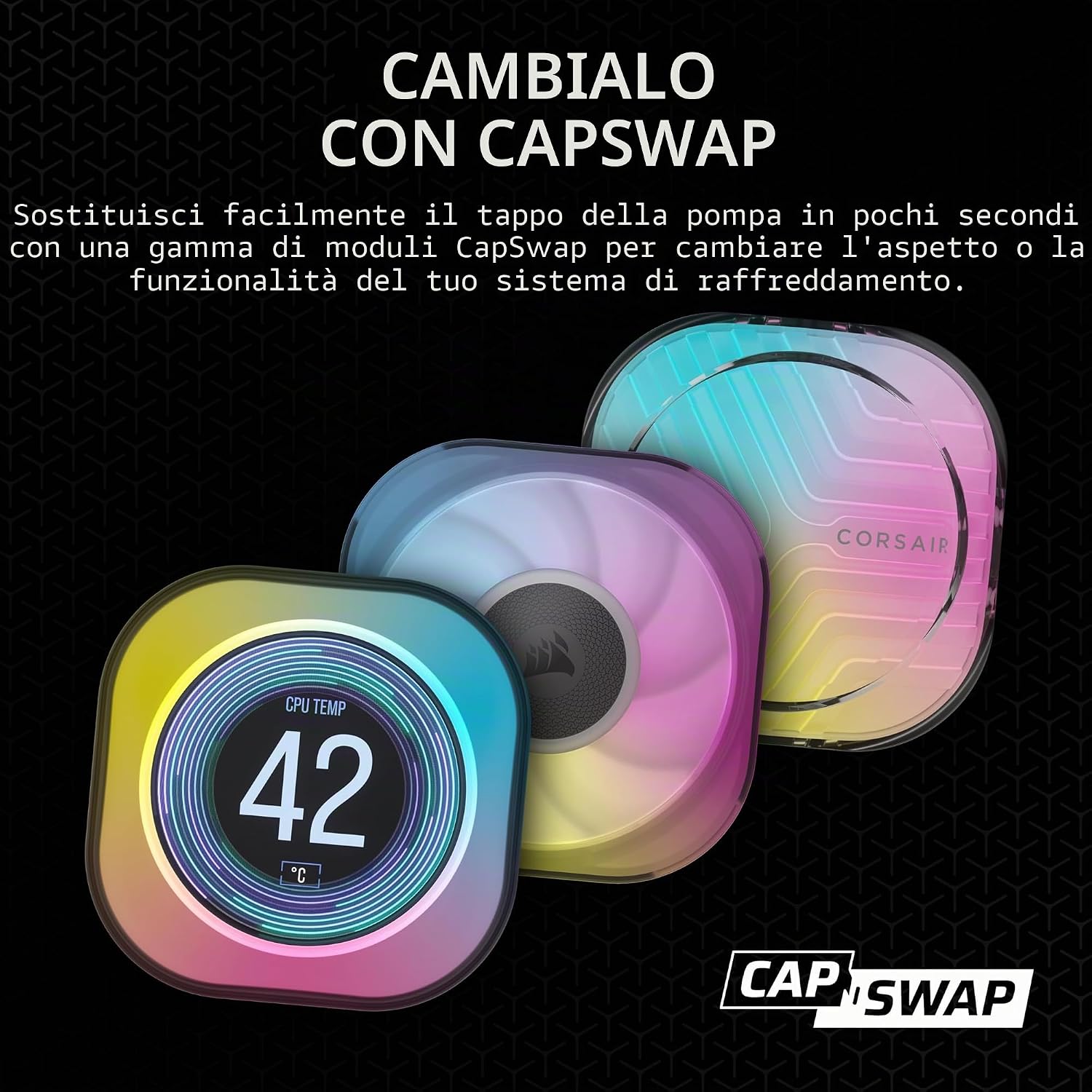 Detalle 2 de CORSAIR iCUE LINK TITAN 240 RX RGB AIO da 240 mm con Hub iCUE LINK e 2 ventole RX RGB (compatibile Intel LGA 1851/1700, AMD AM5/AM4) – Nero