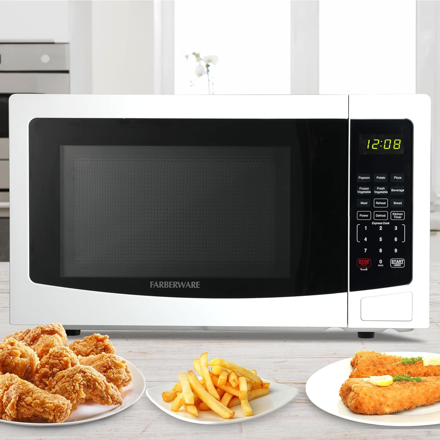 Thumbnail 5 de Farberware 1.1 Cu. Ft. Countertop Microwave Oven (1000 Watts) with Auto Cook, Defrost, and Child Safety Lock