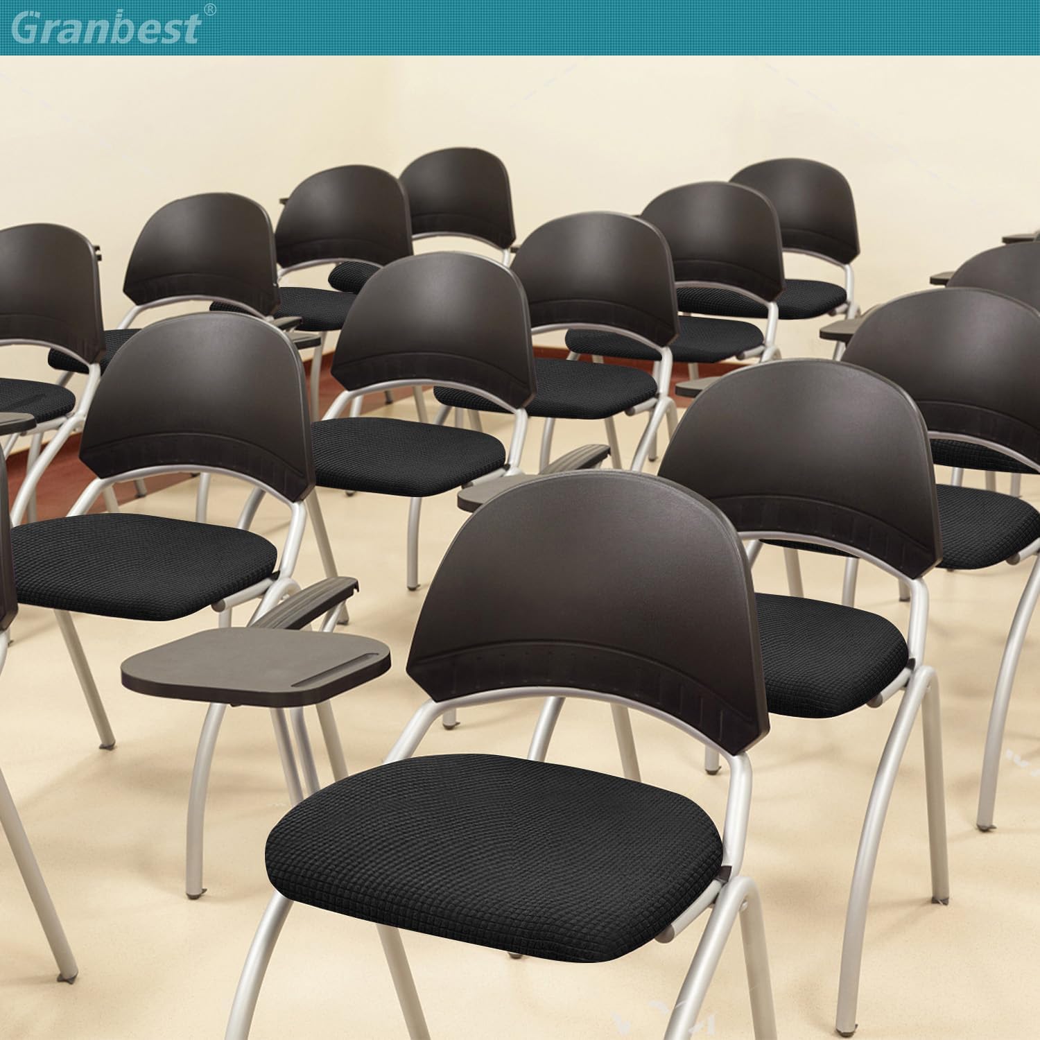 Detalle de Granbest set van 6 elastische eetkamerstoelhoezen, waterbestendig, camel
