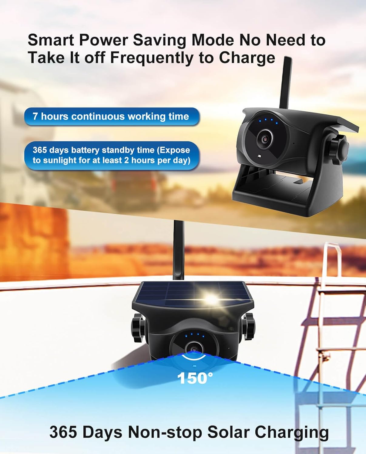 Detalle 2 de STONVUE 1080P Solar Wireless Reverse Camera 365-day standby