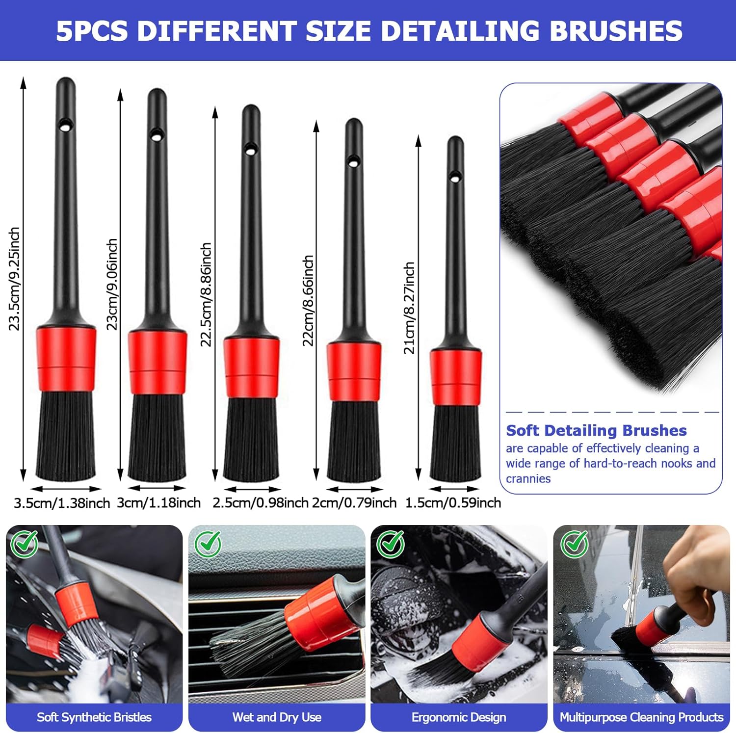 Detalle de SENLINLIN 18-Piece Car Wash Cleaning Kit – Interior & Exterior Detailing Brush Set