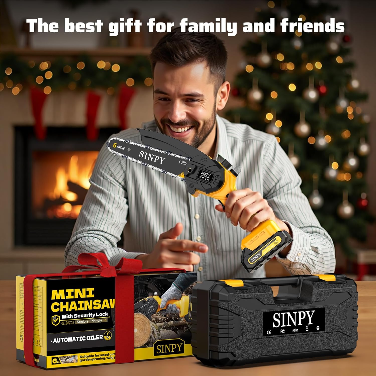 Detalle 2 de SINPY Mini Chainsaw 6 Inch cordless for pruning 🌲