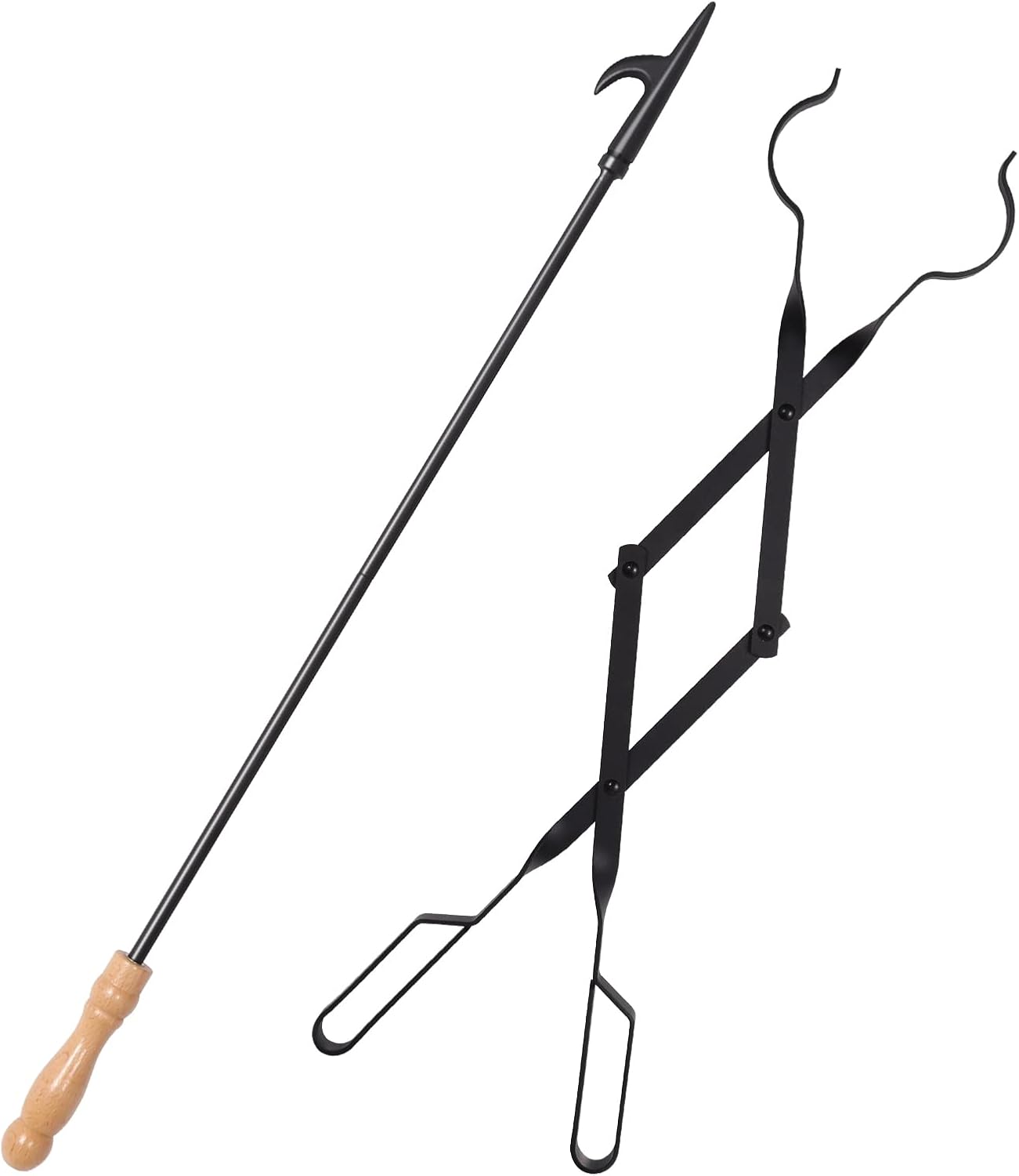 Uten Kit Camino con Attrezzi in Ferro Battuto (2 pezzi): pinze per caminetto e fire poker