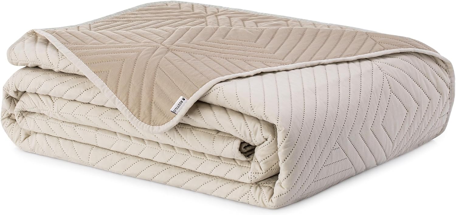 Thumbnail 4 de AmeliaHome Softa bedsprei 260 x 280 cm, dubbelzijdig polyester in beige-cappuccino