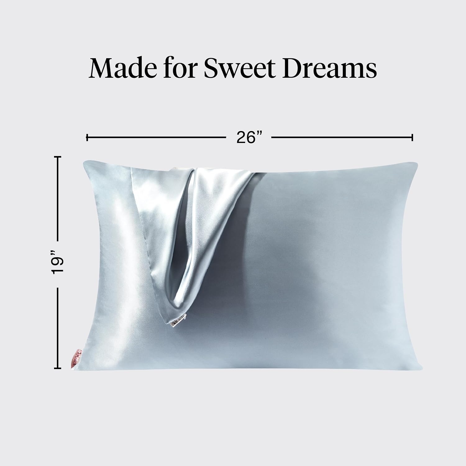 Detalle de Kitsch Satin Pillowcase 19x26 in Haze Blue