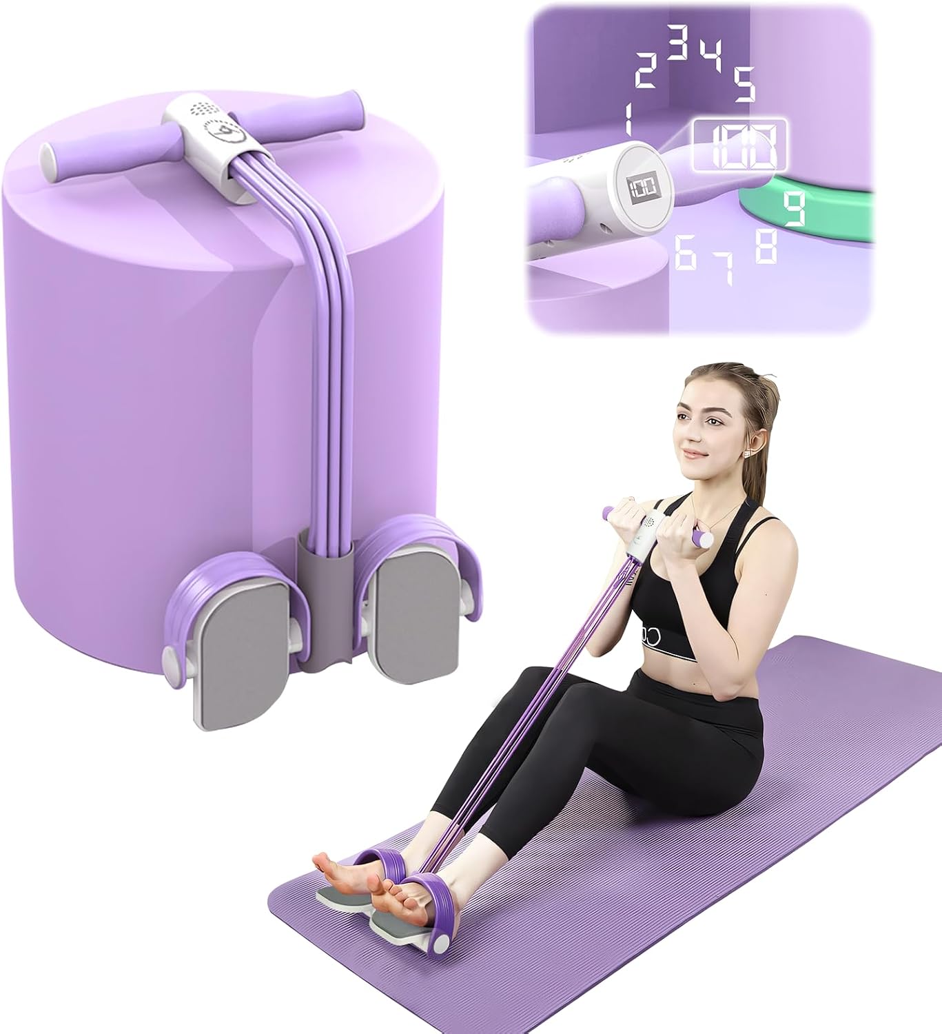 Detalle de EliphonTowne Multifunctional Pedal Puller with Resistance Rope – gym & Pilates resistance bands with 6 ankle tubes