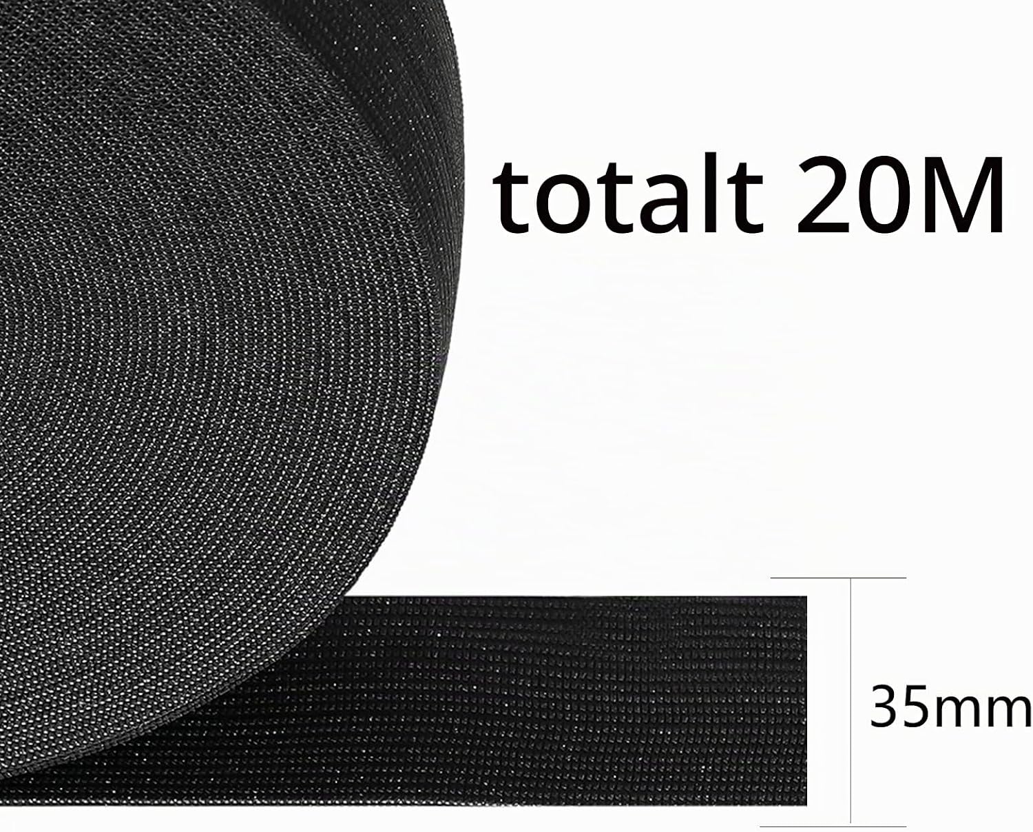Detalle 2 de HERZONE gummiband 20 m, 35 mm brett, svart i gummi och polyester