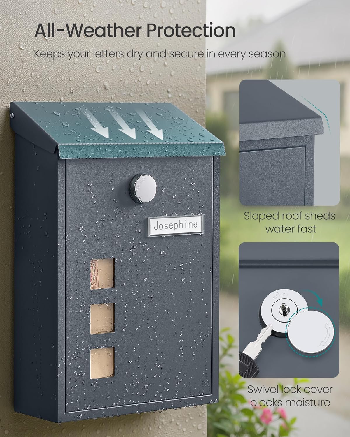 Thumbnail 2 de SONGMICS Post Box 9 x 21.8 x 31.8 cm