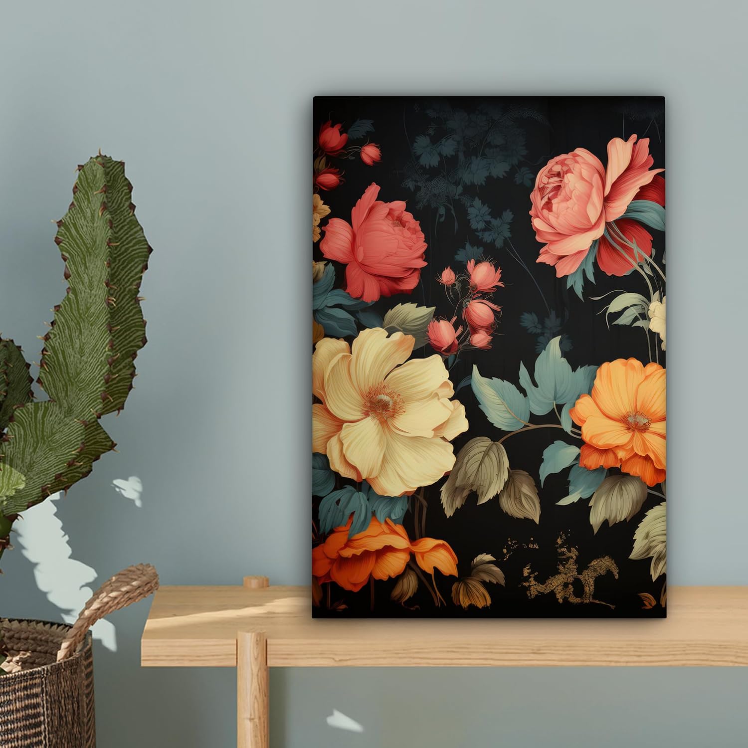 Thumbnail 6 de MuchoWow Impression sur Toile 20x30 cm – Tableau mural moderne fleurs nature noir couleurs