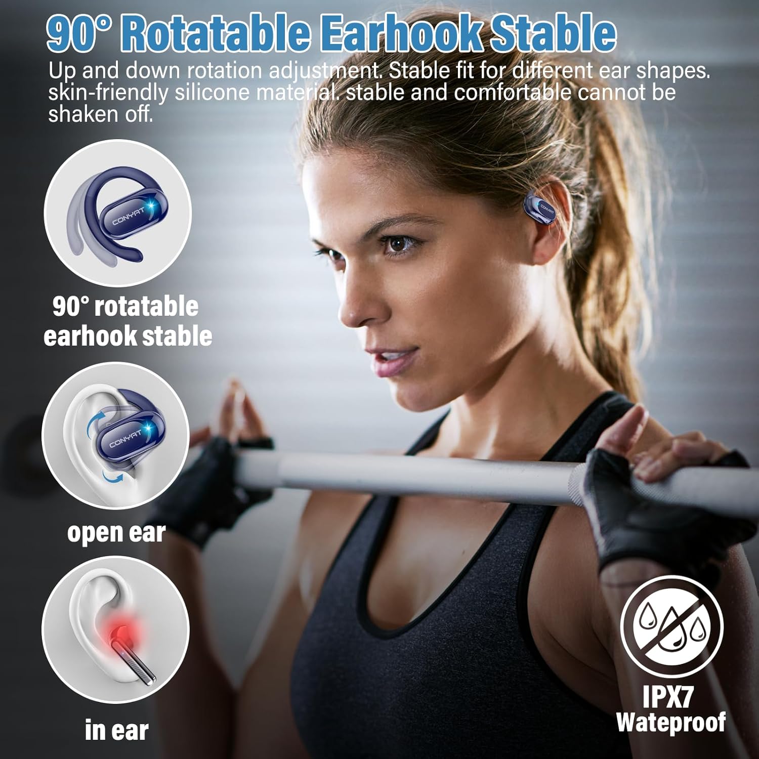 Thumbnail 5 de Conyat X7 AI language translation earbuds (open-ear) with real-time AI modes, 164 languages and ENC calls