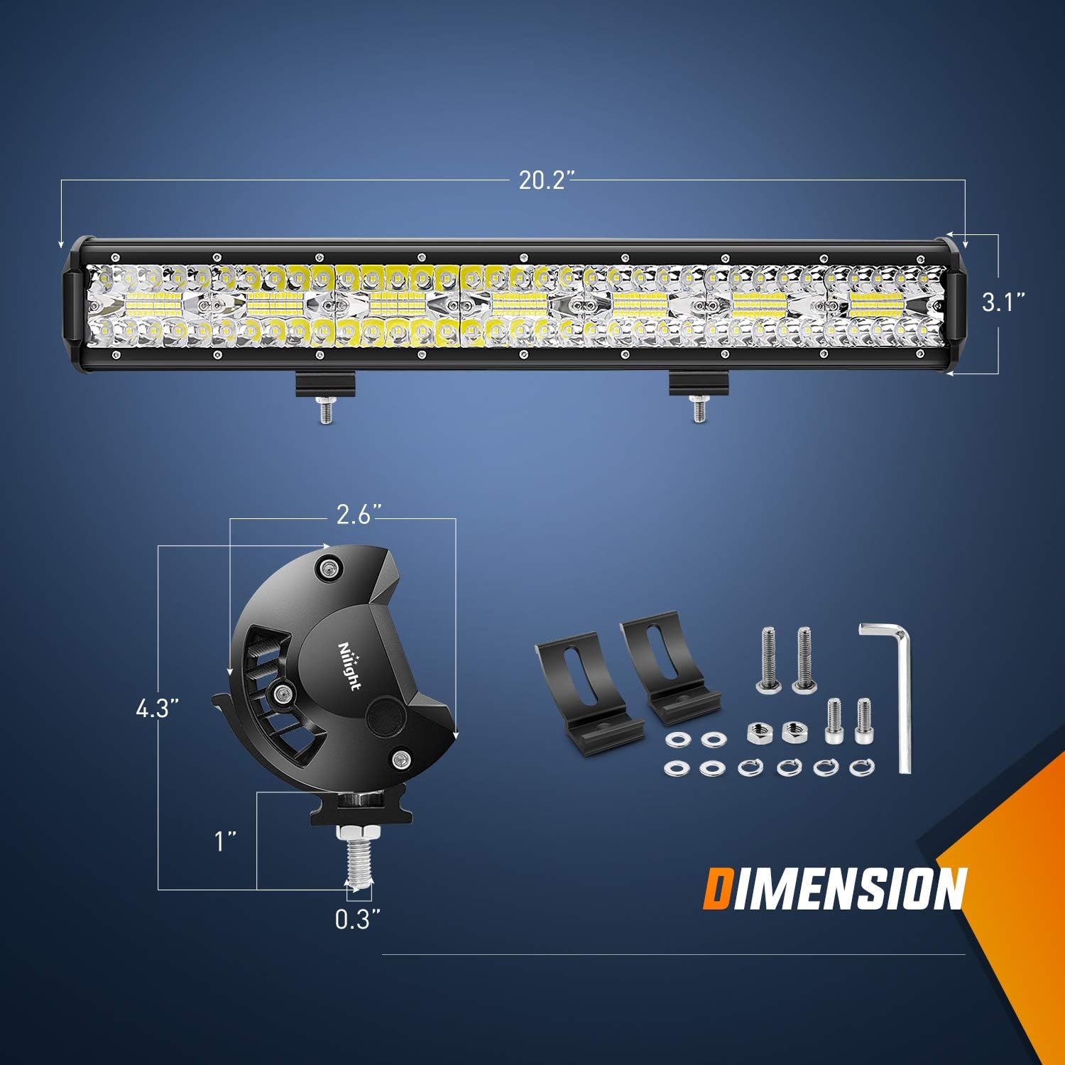 Detalle 2 de Nilight 420W 20-Inch Triple Row Light Bar
