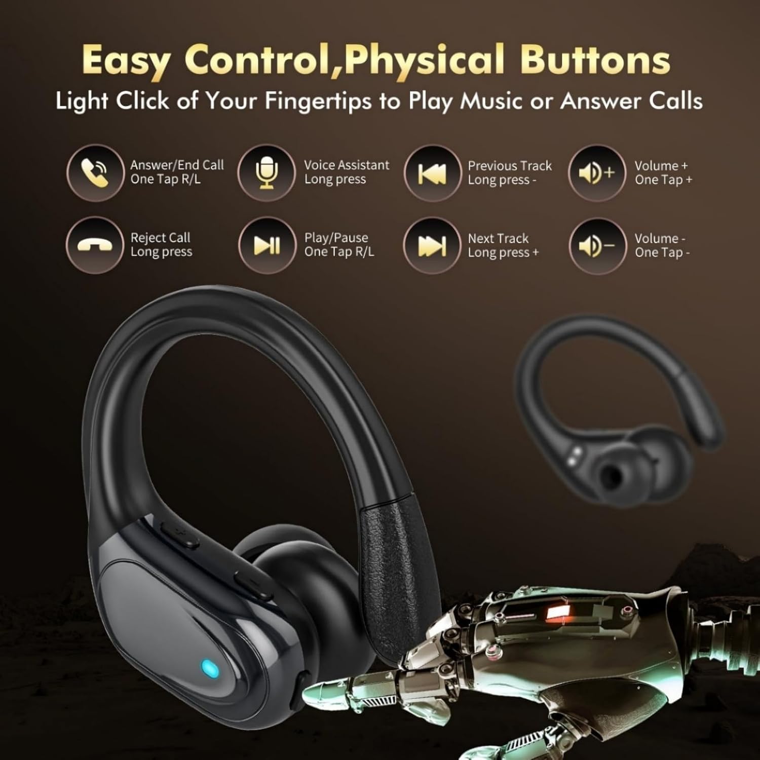 Detalle de HAOYUYAN BX17 Wireless Earbuds: Durable, long-lasting sports Bluetooth headphones