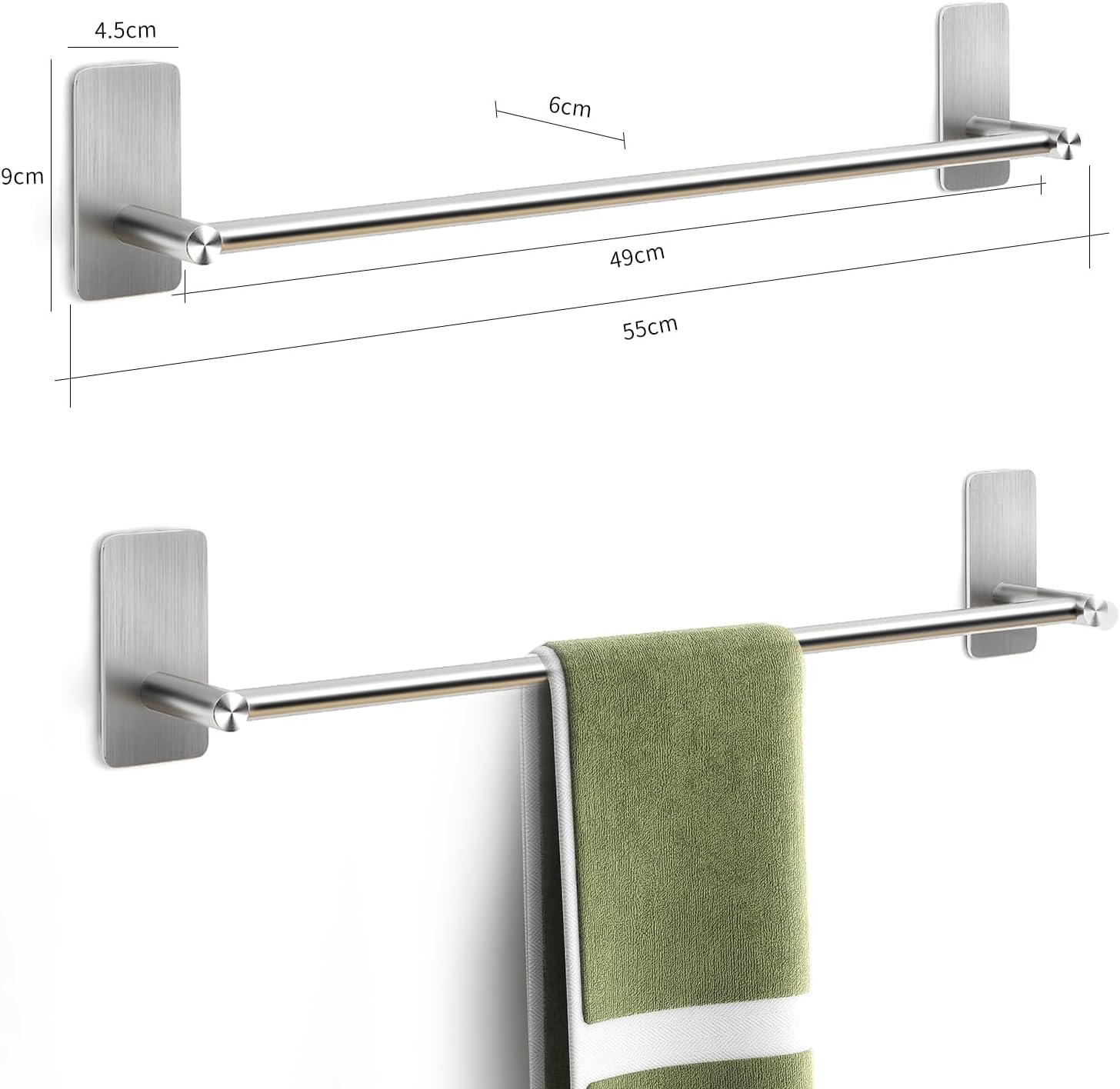 Detalle 1 de JS Towel Rail Holder Brushed Stainless 1 Rod