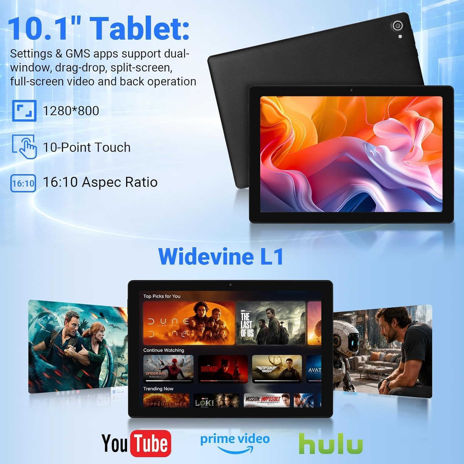 Detalle 2 de Whitedeer Android Tablet 10 Zoll – Android 15, Octa-Core, 20GB RAM, 64GB ROM + 1TB erweitert