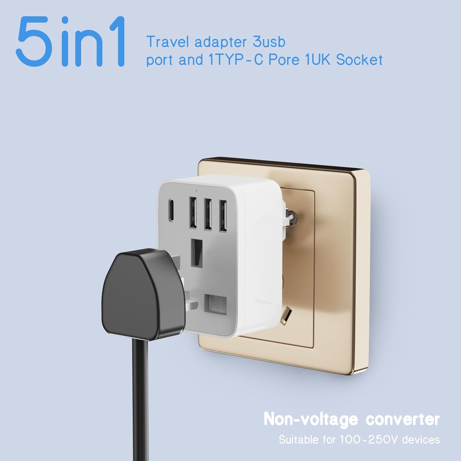 Thumbnail 6 de Herfair UK to European Plug Adapter 5‑in‑1