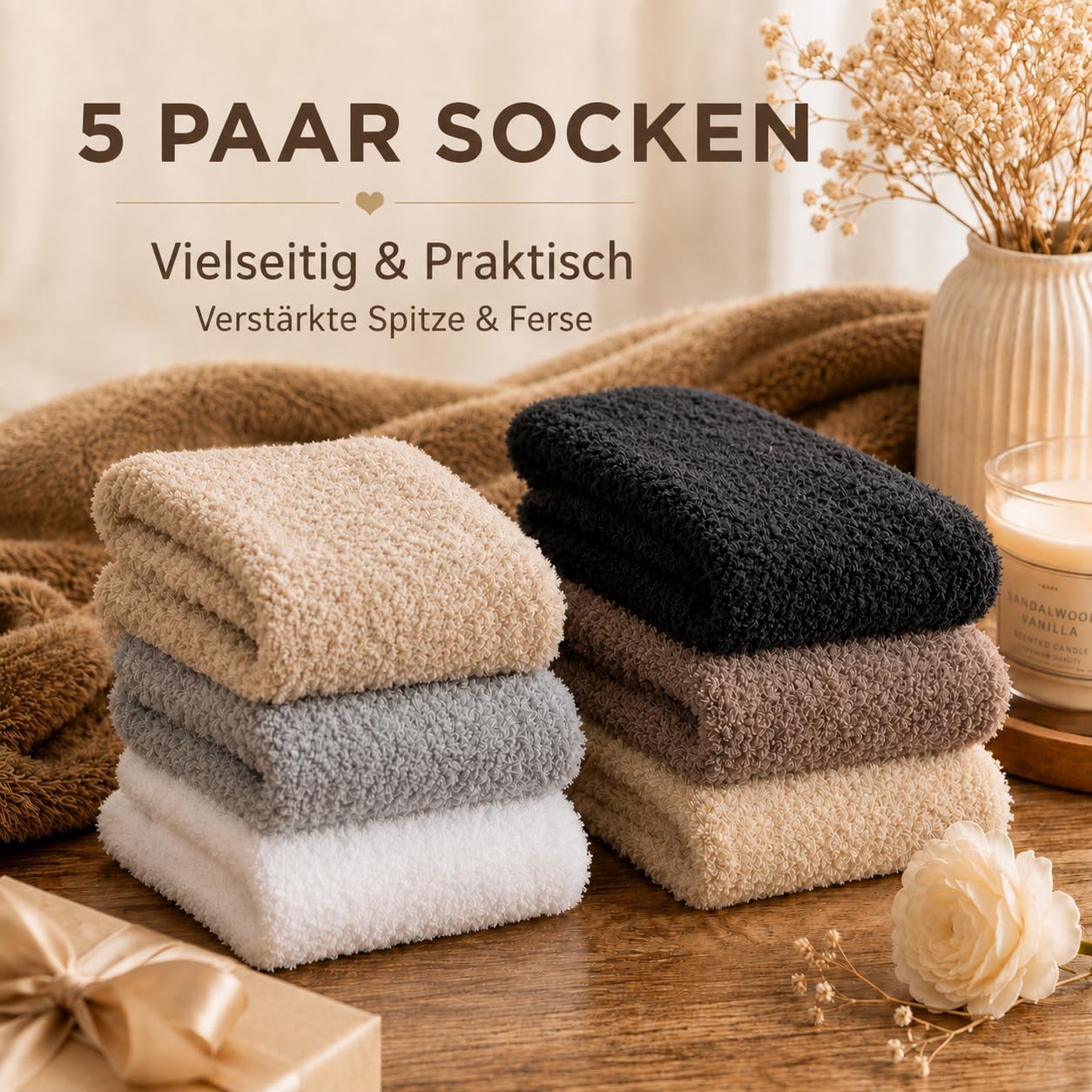 Detalle de SukModen Fluffy Socks, Coral Fleece Winter Bed Socks with Stretch Cuffs