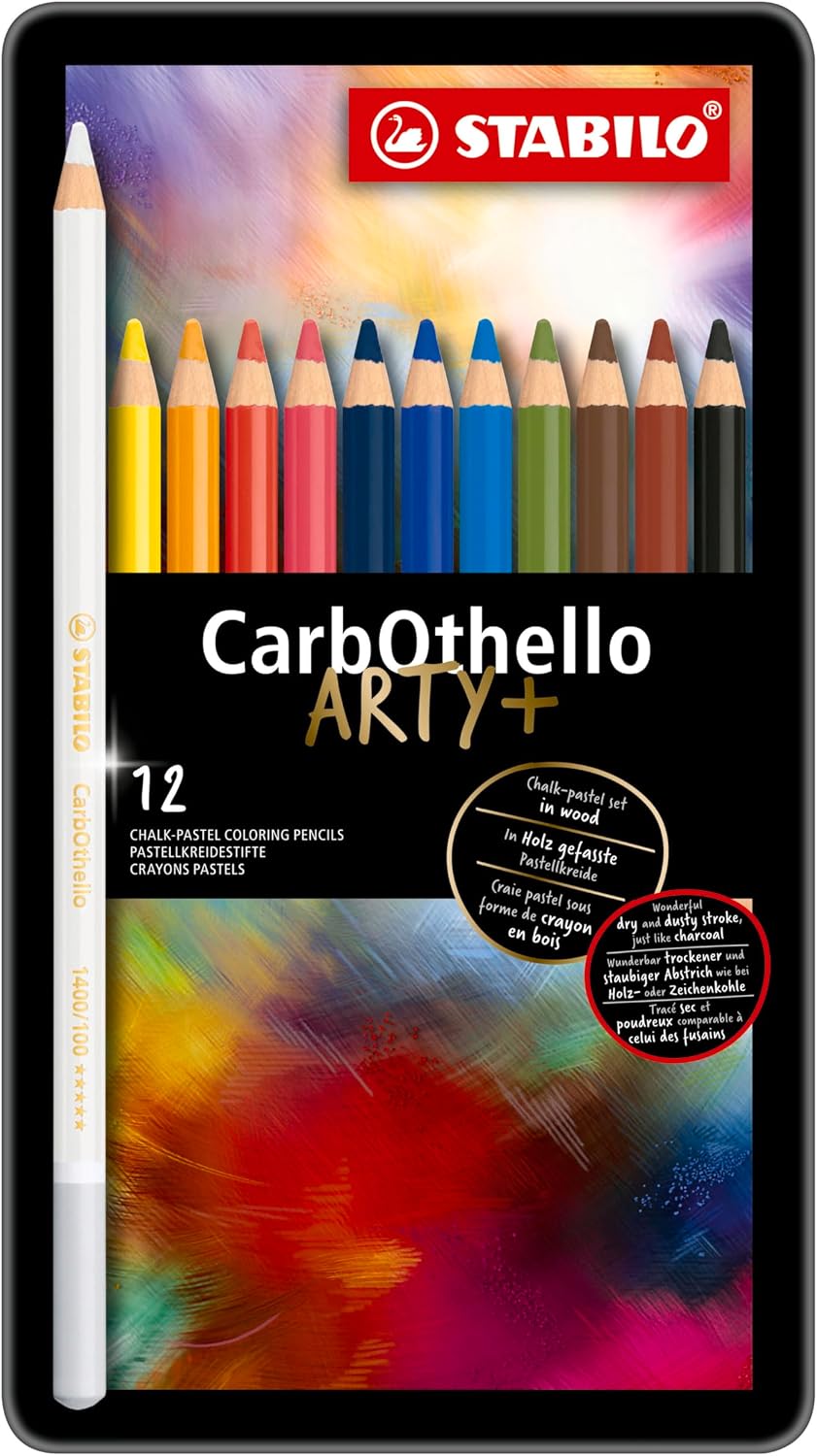 Detalle 2 de STABILO CarbOthello ARTY+ Matita colorata Premium – Scatola metallizzata da 12 colori assortiti