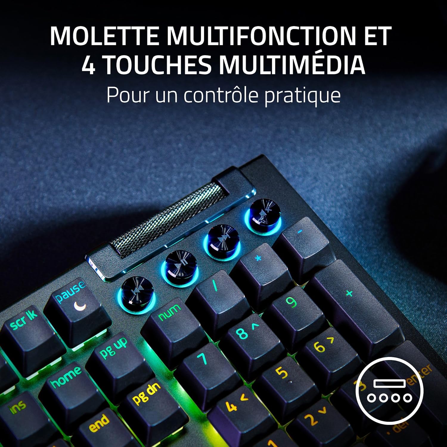 Thumbnail 6 de Razer BlackWidow V4 clavier gaming mécanique Chroma RGB (switches jaunes) – US noir