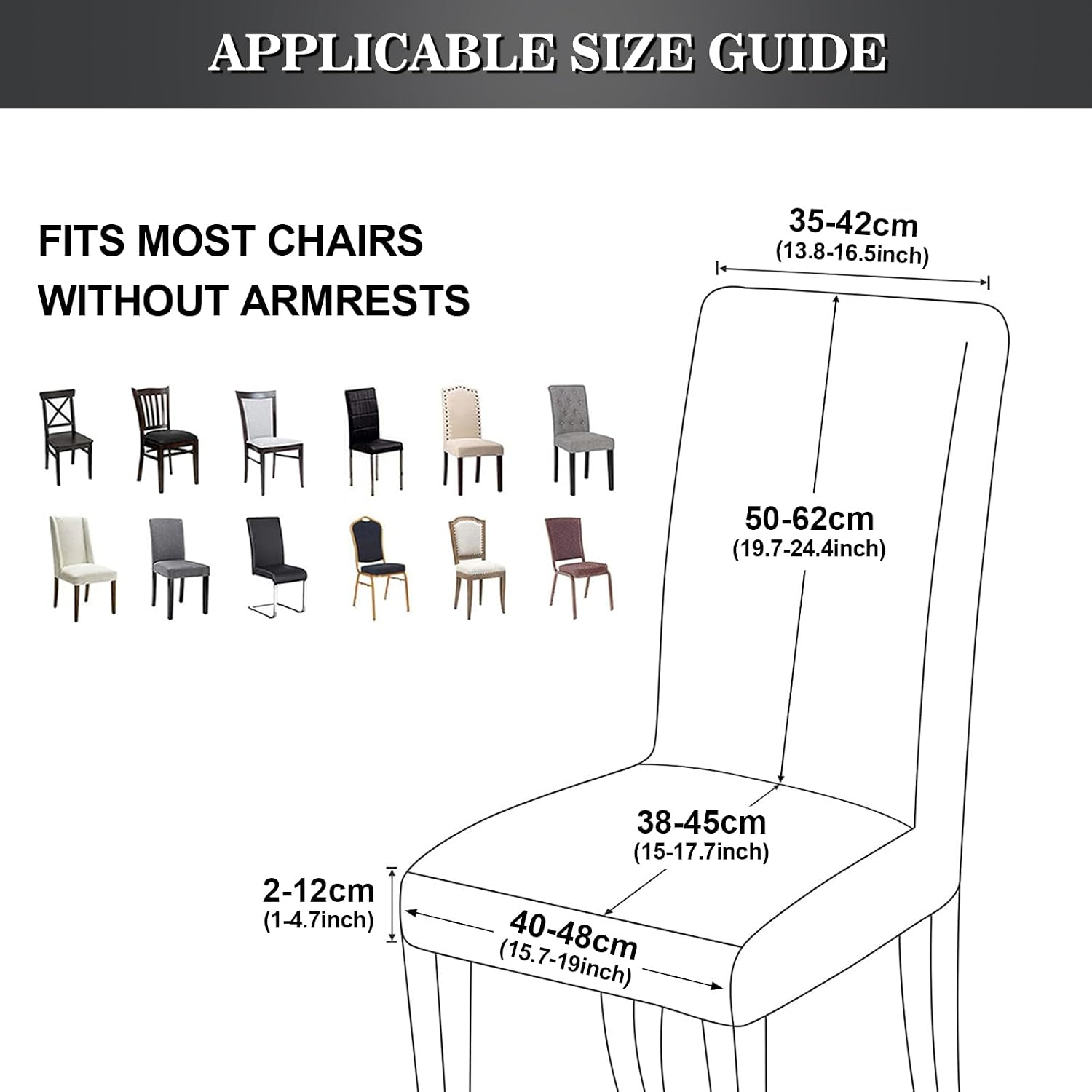 Thumbnail 6 de Alishomtll Dining Chair Covers Set of 4 – Stretch Chair Slipcovers in Black Silver for Dining Chairs