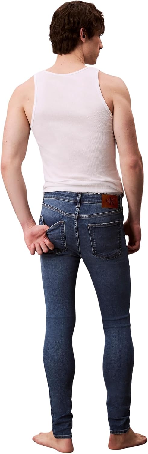 Detalle de Calvin Klein Skinny Canyon Blue Jean unisex in denim elasticizzato a 5 tasche