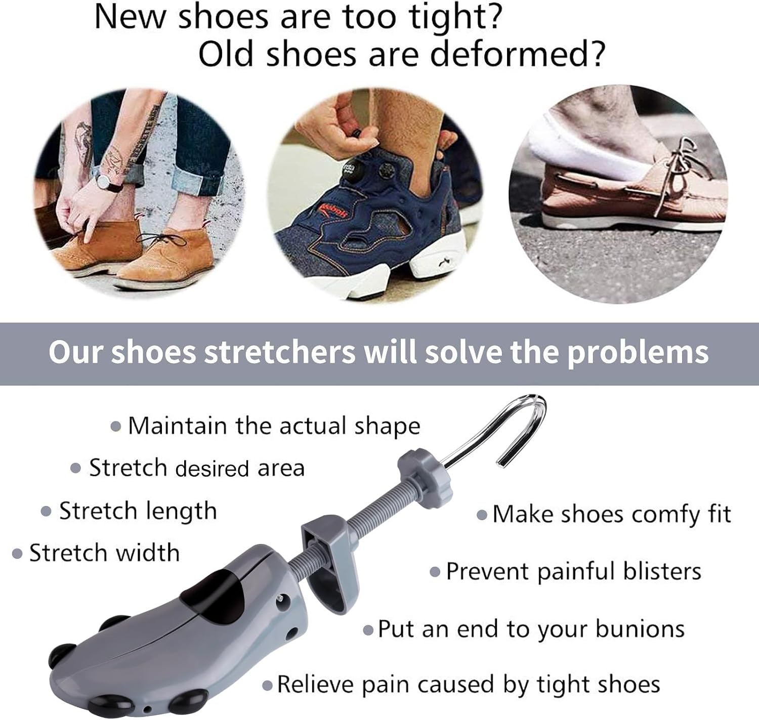 Detalle 2 de CHERAINTI Shoe Stretcher, Men’s Sizes 9.5–13