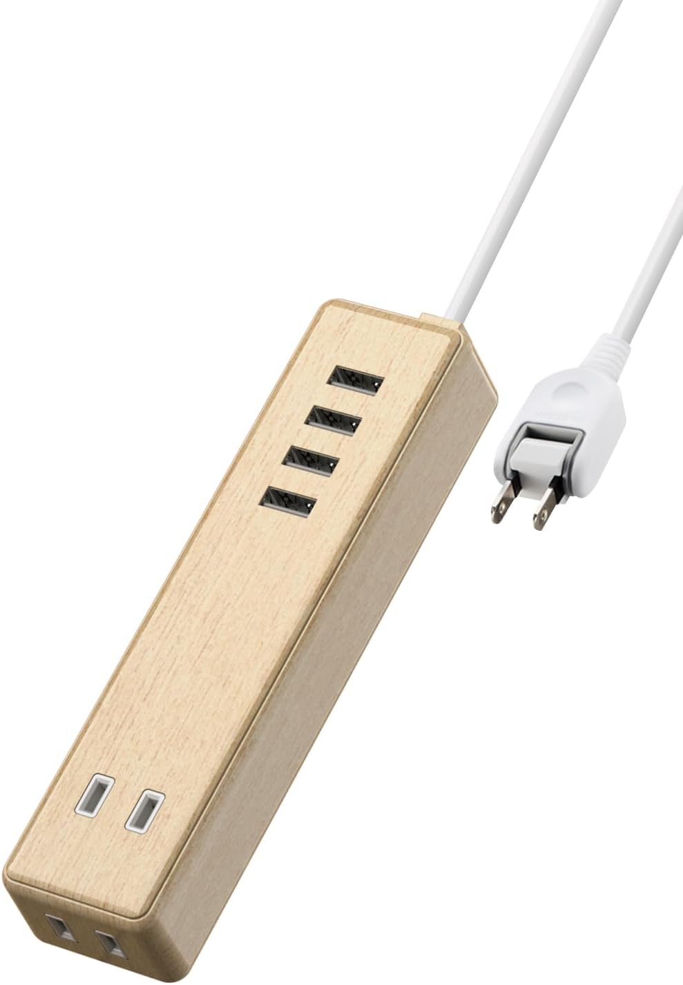 Detalle de エレコム ECT-0415O USB電源タップ USB-A 4ポート・AC 2口・1.5m オーク