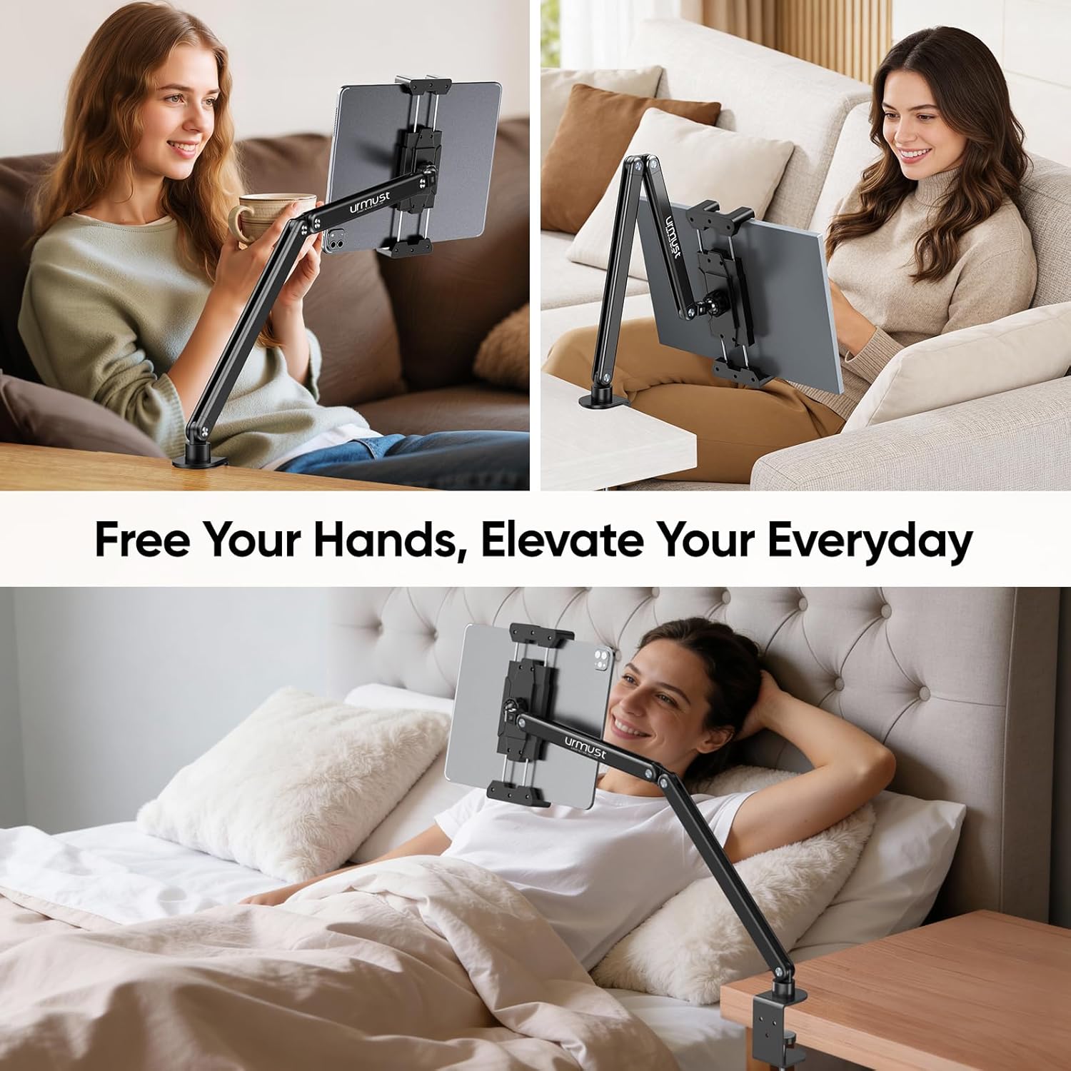 Detalle de Urmust Portable Monitor Stand: höhenverstellbarer Tablet- und Monitorständer mit 360° drehbarer Metallbasis