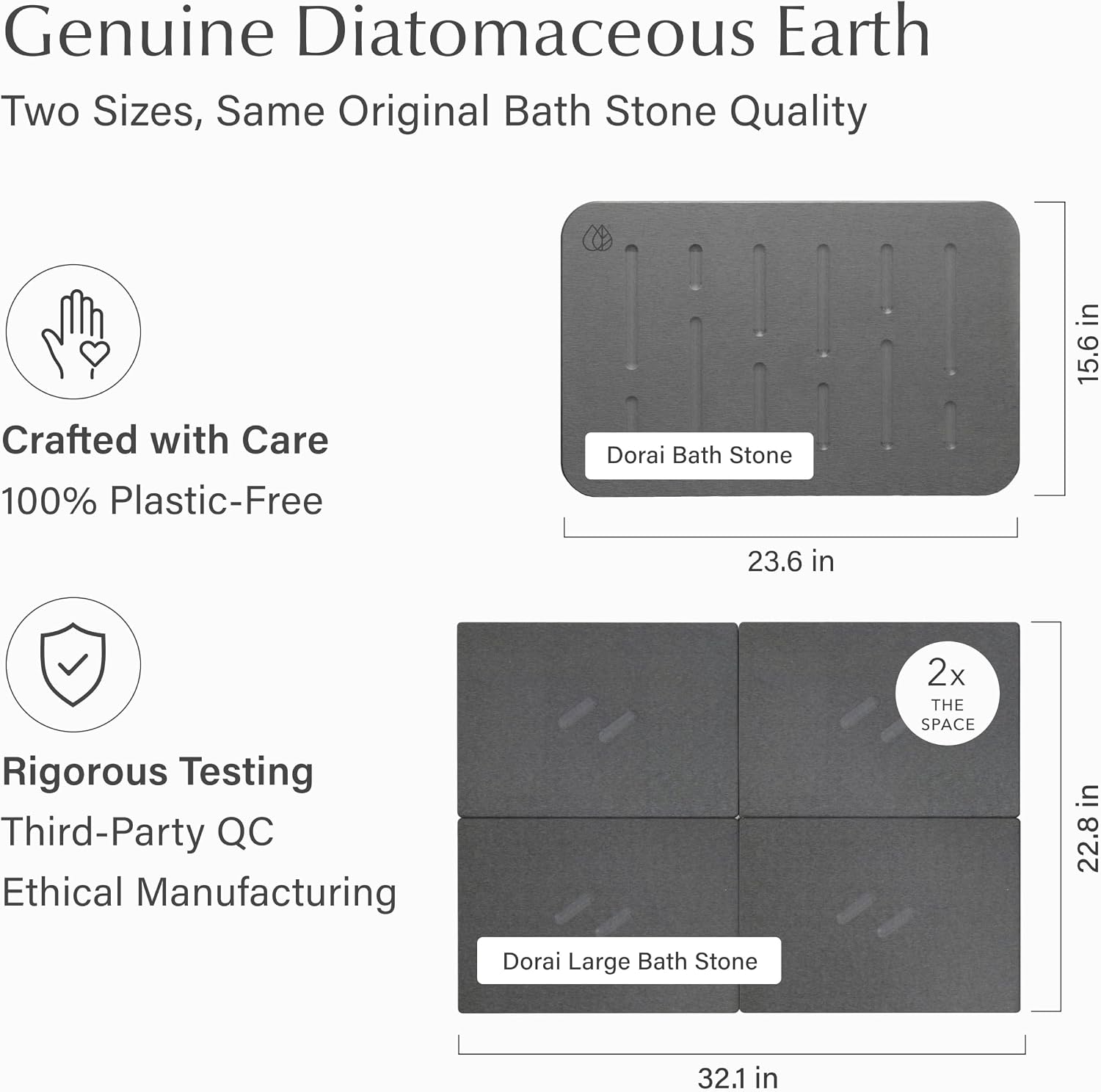 Thumbnail 4 de Dorai Home Bath Stone Mat 23.6"x15.4" 2-Pack