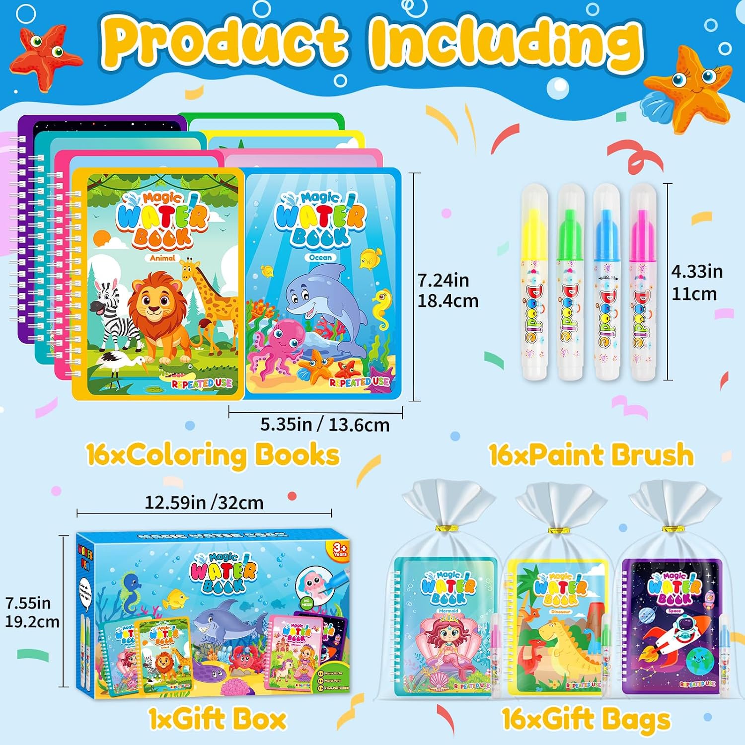 Thumbnail 1 de LIKYMO 16 Magic Water Colouring Books