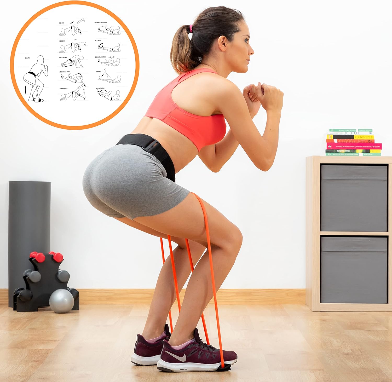 Thumbnail 1 de InnovaGoods Fitness Gürtel mit Widerstandsbändern – 40 lb Stärke, Vielseitig für Po, Bauch & Beine