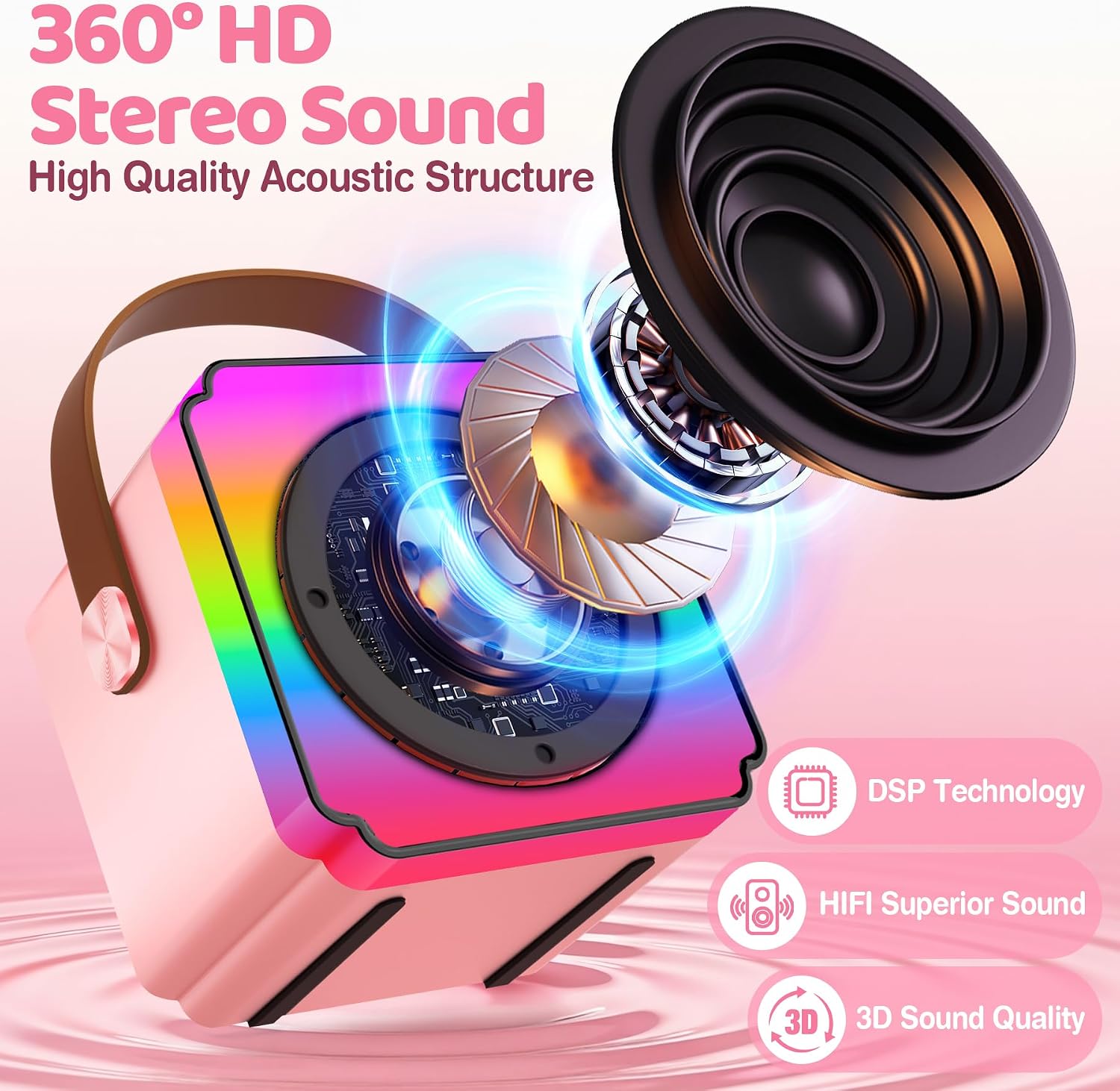 Detalle de Gontence Karaoke con Microfono: Karaoke Bluetooth a 2 microfoni per bambini 3–15 anni