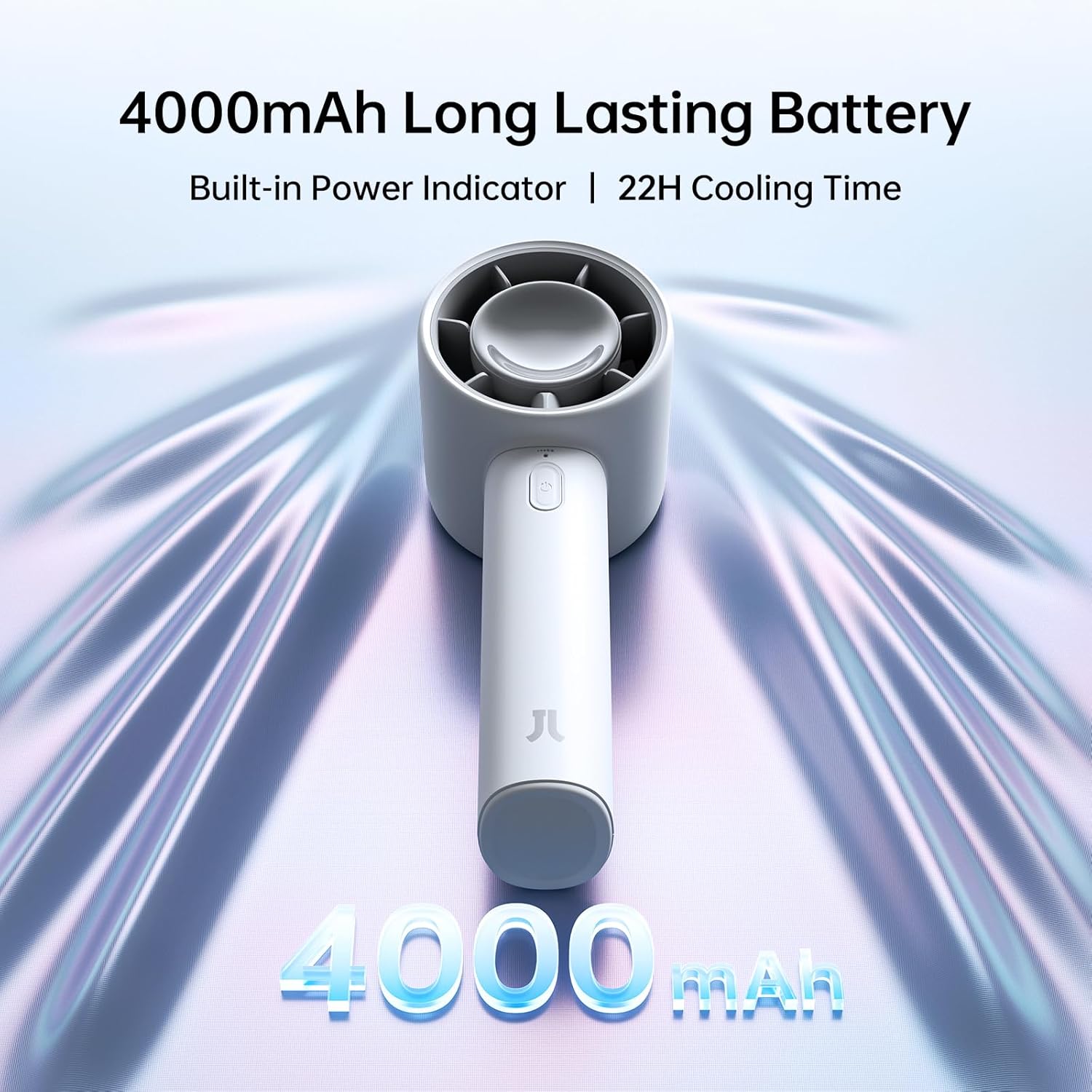 Detalle de JISULIFE Portable Handheld Fan (4000mAh rechargeable) – up to 22 hours runtime, 5 speeds, travel mini fan in Gray