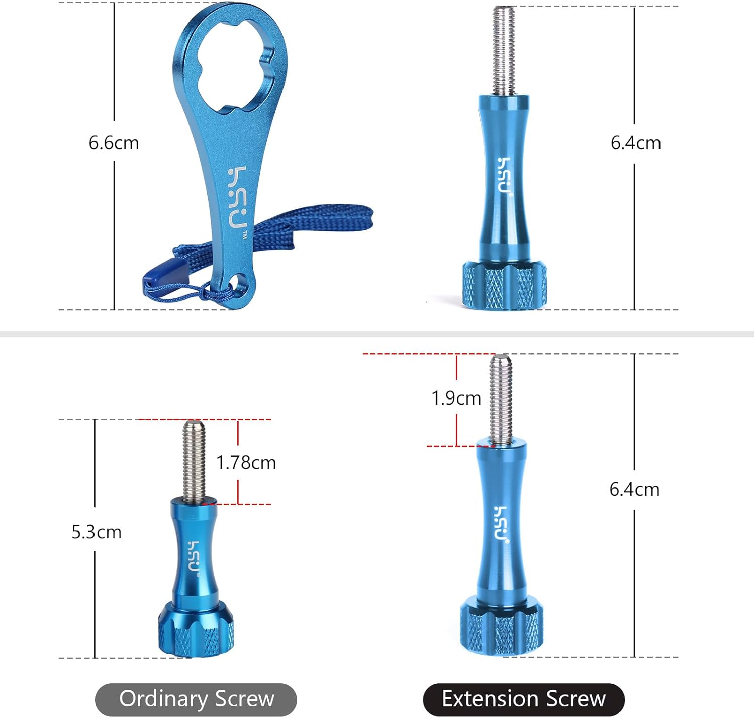 Thumbnail 3 de HSU Aluminum Alloy Thumbscrew Set for GoPro – Extended Connection Screws with Precision CNC Build
