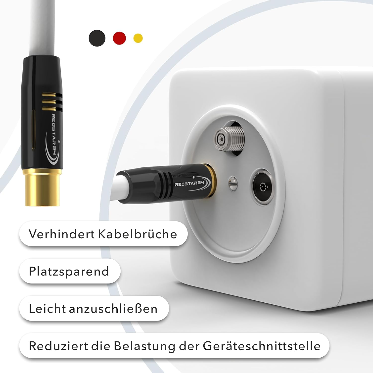 Thumbnail 4 de RedStar24 Antennenkabel 30 m in Weiß – Koaxial IEC Stecker auf Buchse für DVB-T/T2, DVB-C, DAB