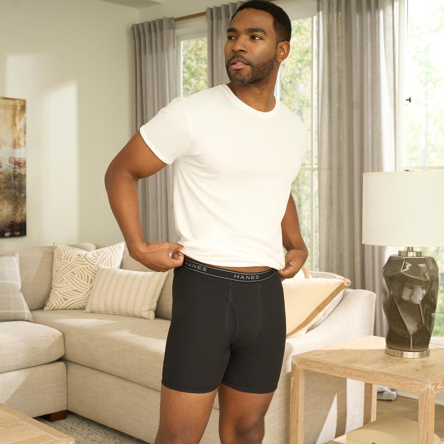 Detalle de Hanes Men's Underwear Boxer Briefs Pack — Cool, Breathable Cotton Moisture-Wicking, No Ride Up