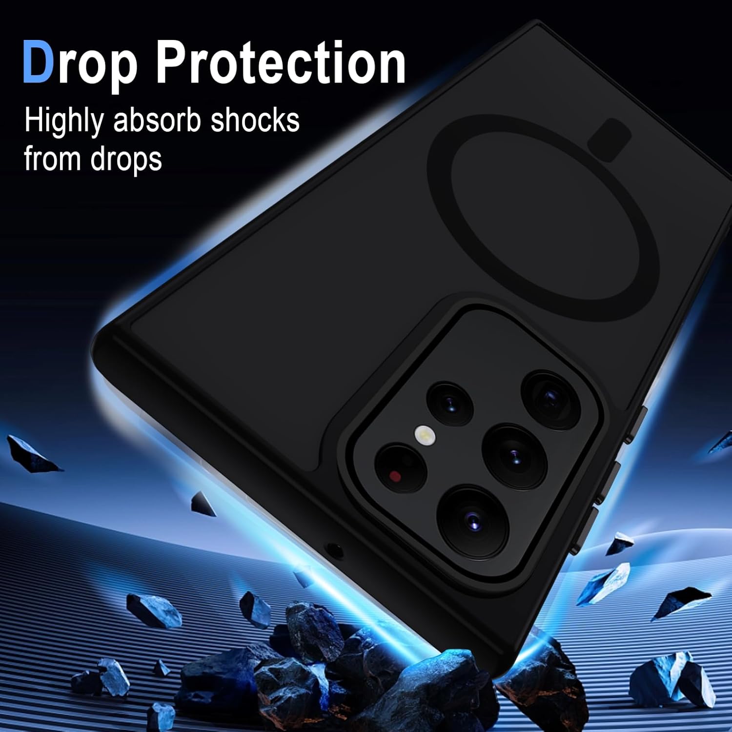 Thumbnail 3 de XTCASE Coque magnétique pour Samsung Galaxy S23 Ultra 5G – Dos translucide noir, cadre TPU et bord métal