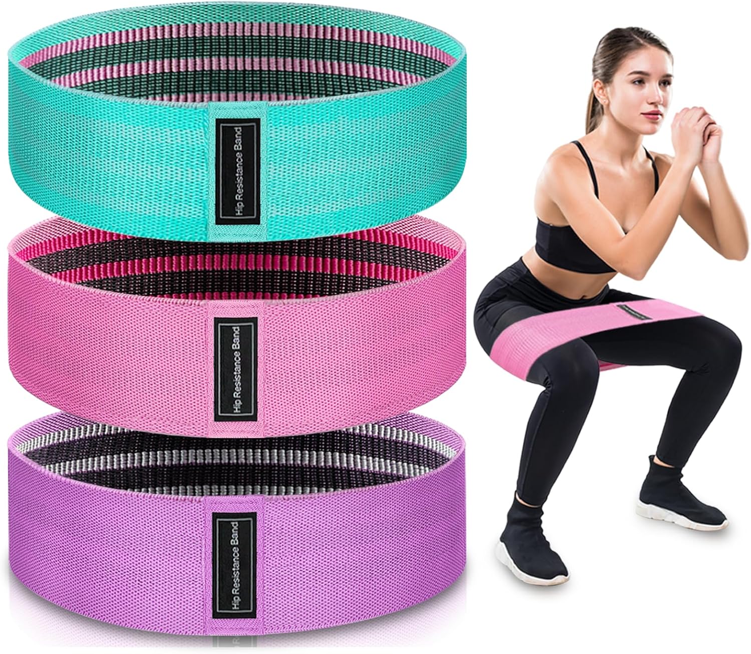 Detalle de koulate 3-Level Fabric Resistance Exercise Bands (Multi-Colored)