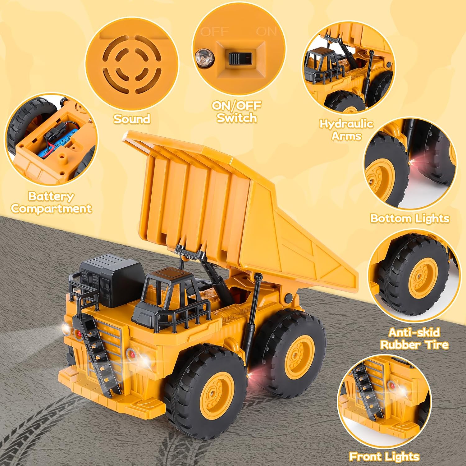 Detalle de Highttoy HH206 RC-kiepwagen, schaal 1:24, 6 kanalen, led en geluid