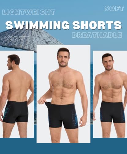 Thumbnail 4 de AMZSPORT Maillot de Bain Homme Short de Bain à Séchage Rapide, Patchwork Noir Bleu M