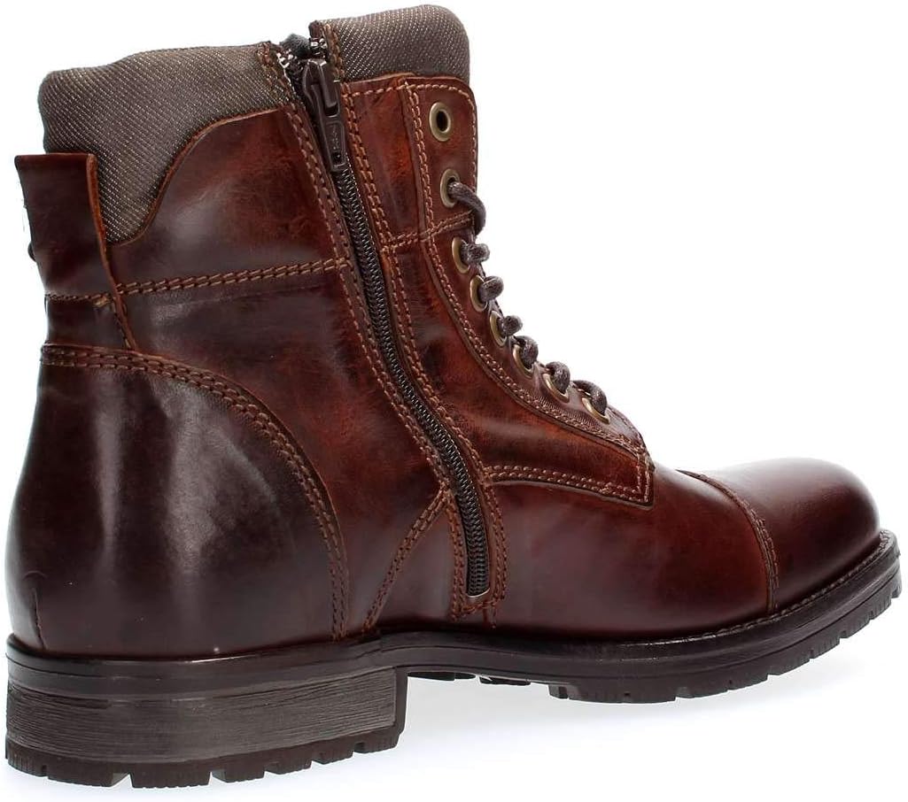 Detalle 2 de JACK & JONES Jfwalbany : boots biker en cuir marron pour homme
