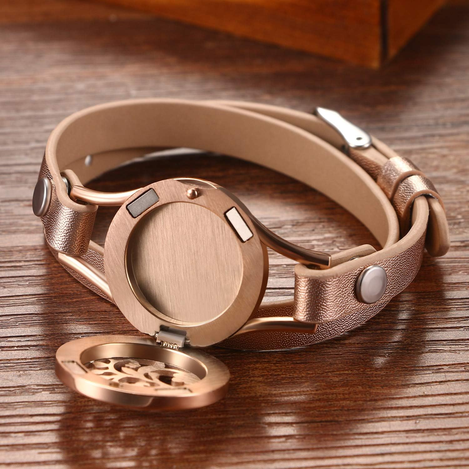 Thumbnail 6 de Bracelet Diffuseur Cupimatch – Arbre de Vie en Acier Inoxydable, Ambiance Relaxante et Porte-Bougies Magnétique (10 Coussins Lavables)
