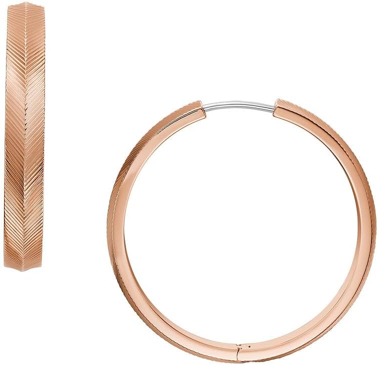Thumbnail 4 de Fossil Boucles d'oreilles pour femmes, Huggie Hoop en acier inoxydable ton or rose