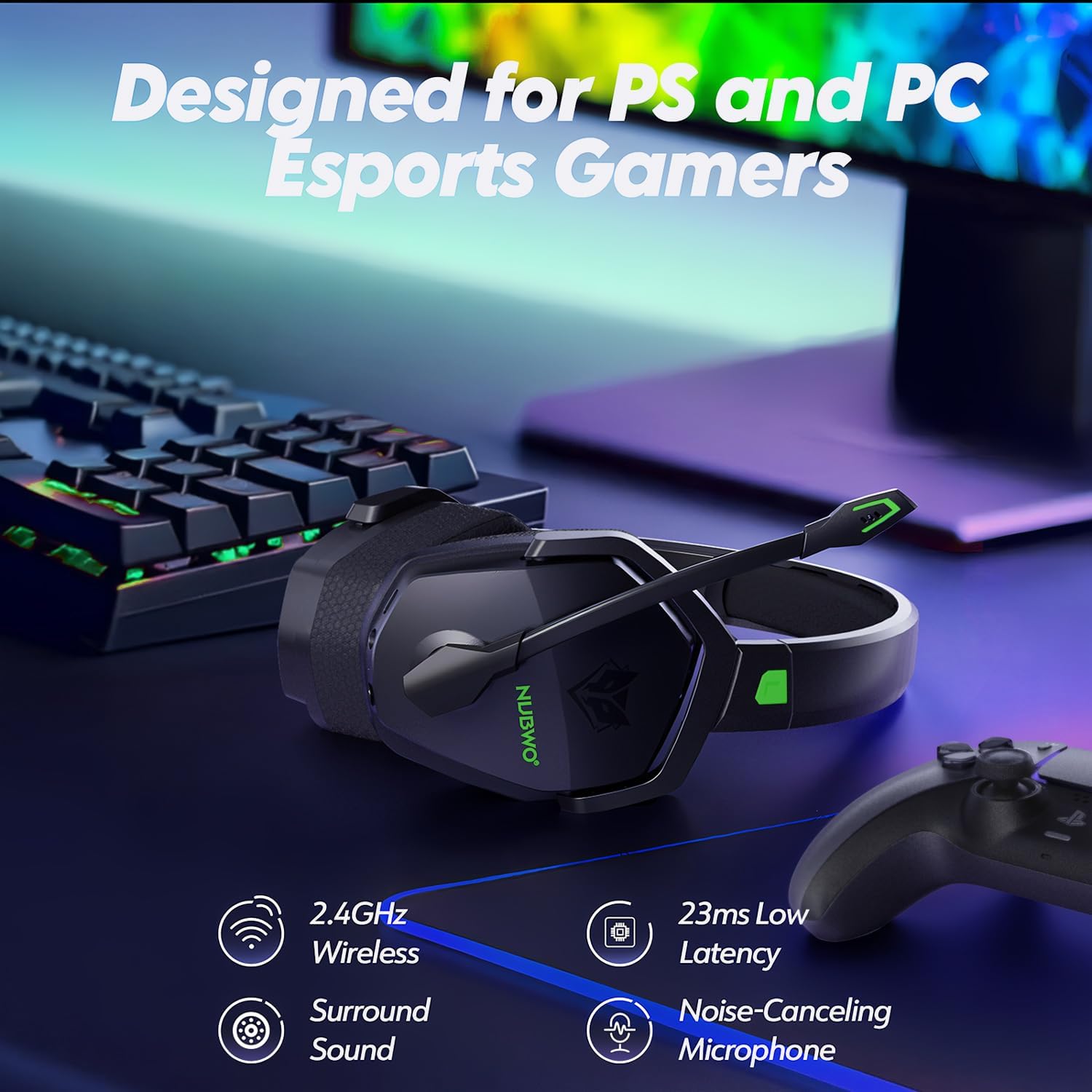 Thumbnail 1 de NUBWO G06 Dual Wireless Gaming-Headset 100 Std.