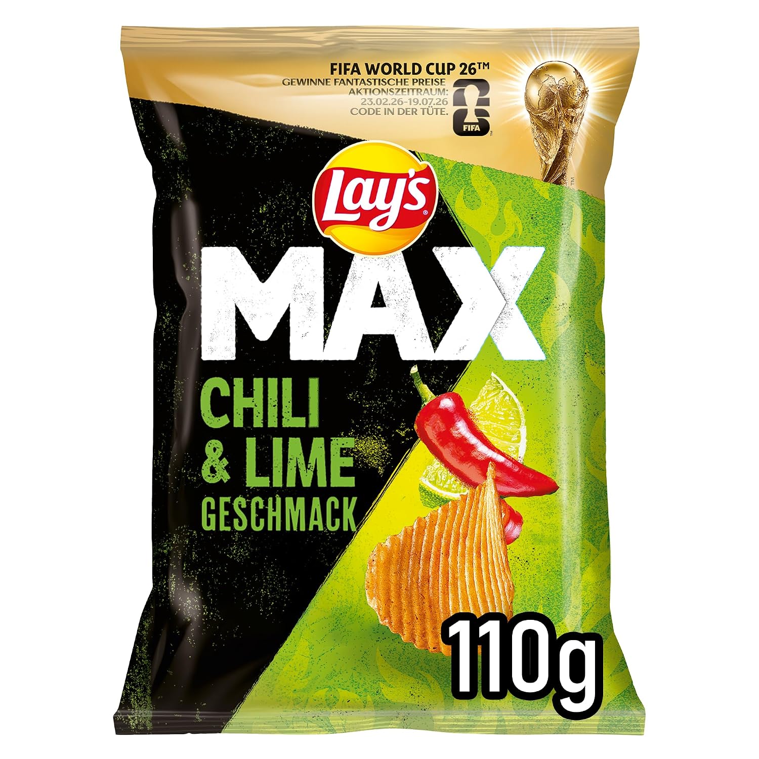 Detalle de Lay's Max Chili & Lime 12×110 g 🥔